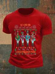 Men's Retro Wish You Have A Cracking Christmas Classic Legendary Rock Band Print Casual Tee-2