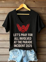 Women's Pray For All Involved British Soccer Printed T-shirt-1