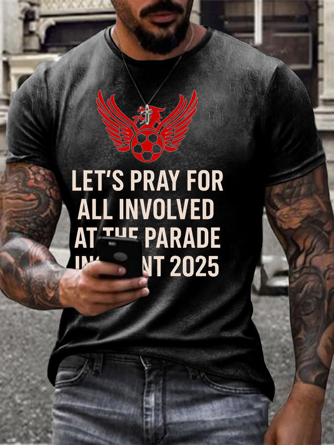 Men's Pray For All Involved British Soccer Printed T-shirt-1