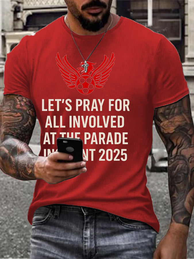 Men's Pray For All Involved British Soccer Printed T-shirt
