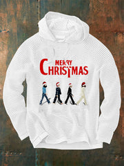 Men's Merry Christmas Retro Classic Legendary Rock Band Print Gift For Fans Casual Waffle Hoodie-4
