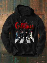Men's Merry Christmas Retro Classic Legendary Rock Band Print Gift For Fans Casual Waffle Hoodie