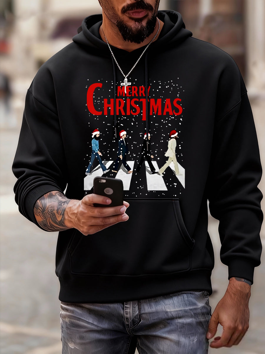 Men's Merry Chrsitmas Retro Classic Legendary Rock Band Print Gift For Fans Casual Hoodie