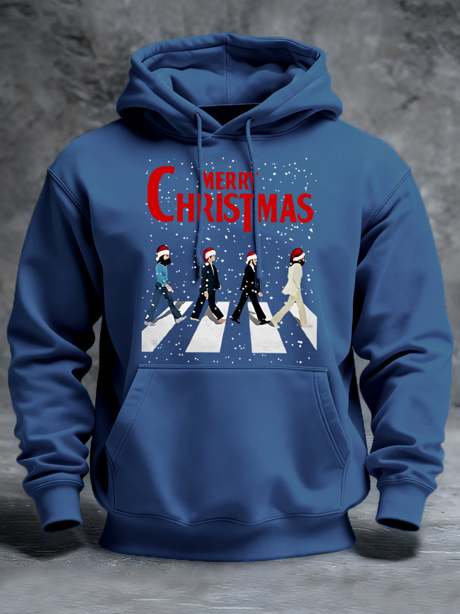 Men's Merry Chrsitmas Retro Classic Legendary Rock Band Print Gift For Fans Casual Hoodie-1