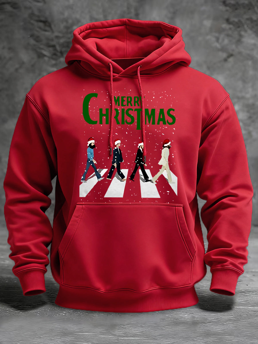 Men's Merry Chrsitmas Retro Classic Legendary Rock Band Print Gift For Fans Casual Hoodie-3