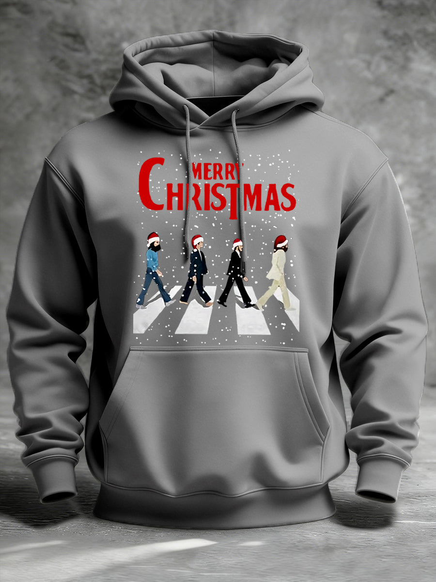 Men's Merry Chrsitmas Retro Classic Legendary Rock Band Print Gift For Fans Casual Hoodie-2