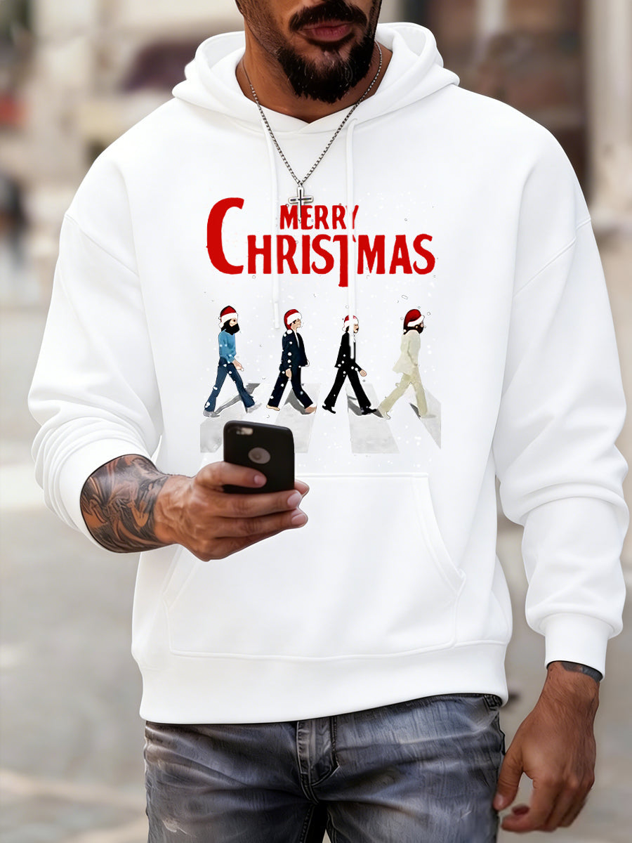 Men's Merry Chrsitmas Retro Classic Legendary Rock Band Print Gift For Fans Casual Hoodie-4
