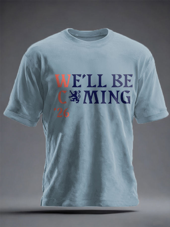 Unisex UK Football Lover Scotland We'll Be Coming 2026 Printed T-shirt-3