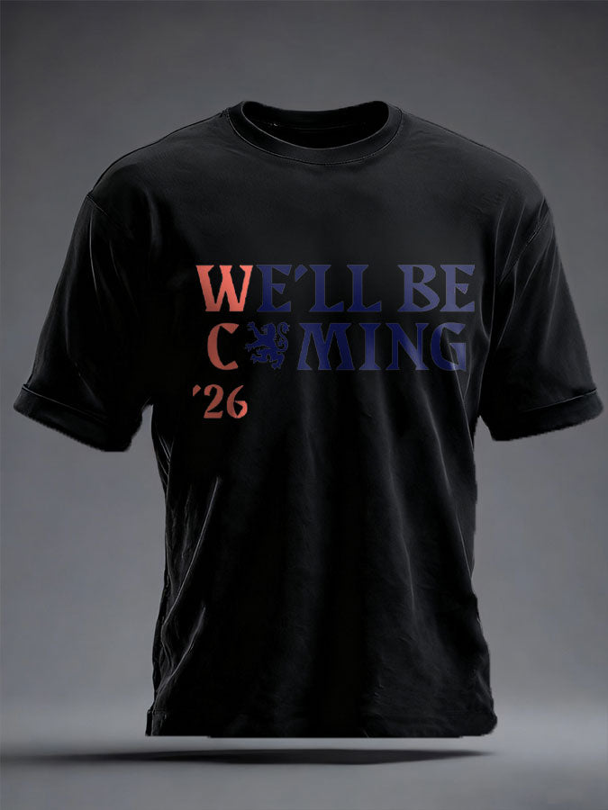 Unisex UK Football Lover Scotland We'll Be Coming 2026 Printed T-shirt-2
