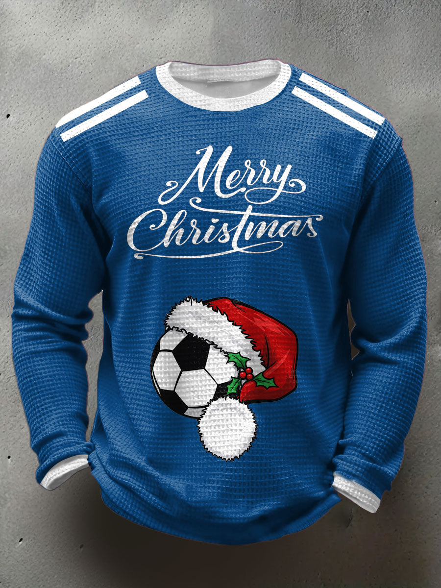 Men's ’UK Football Lover Christmas Printed Waffle Tops-2
