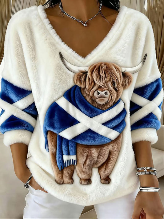 Women's Highland Cow Print Casual Top