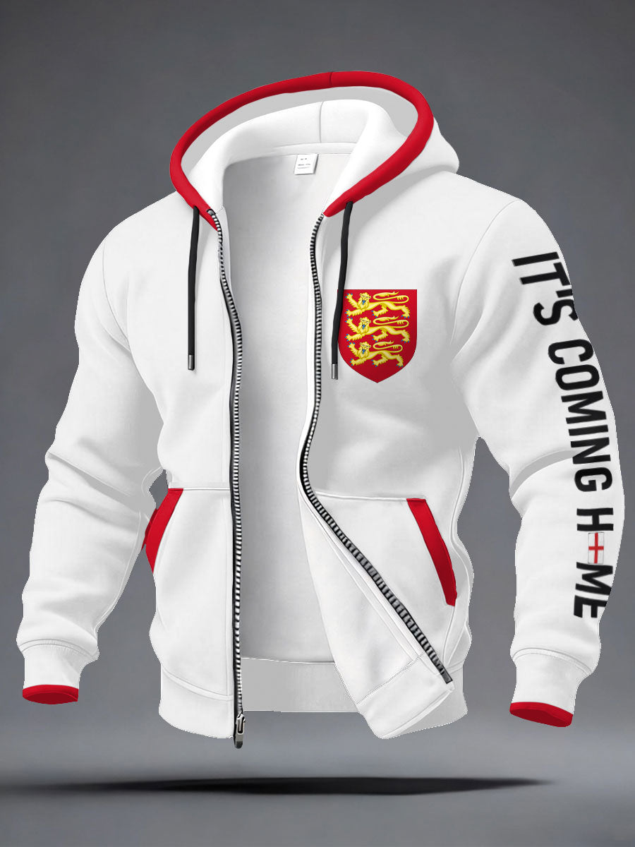 Unisex UK Football Lover England It's Coming Home 2026 Printed Hooded-Coat-1