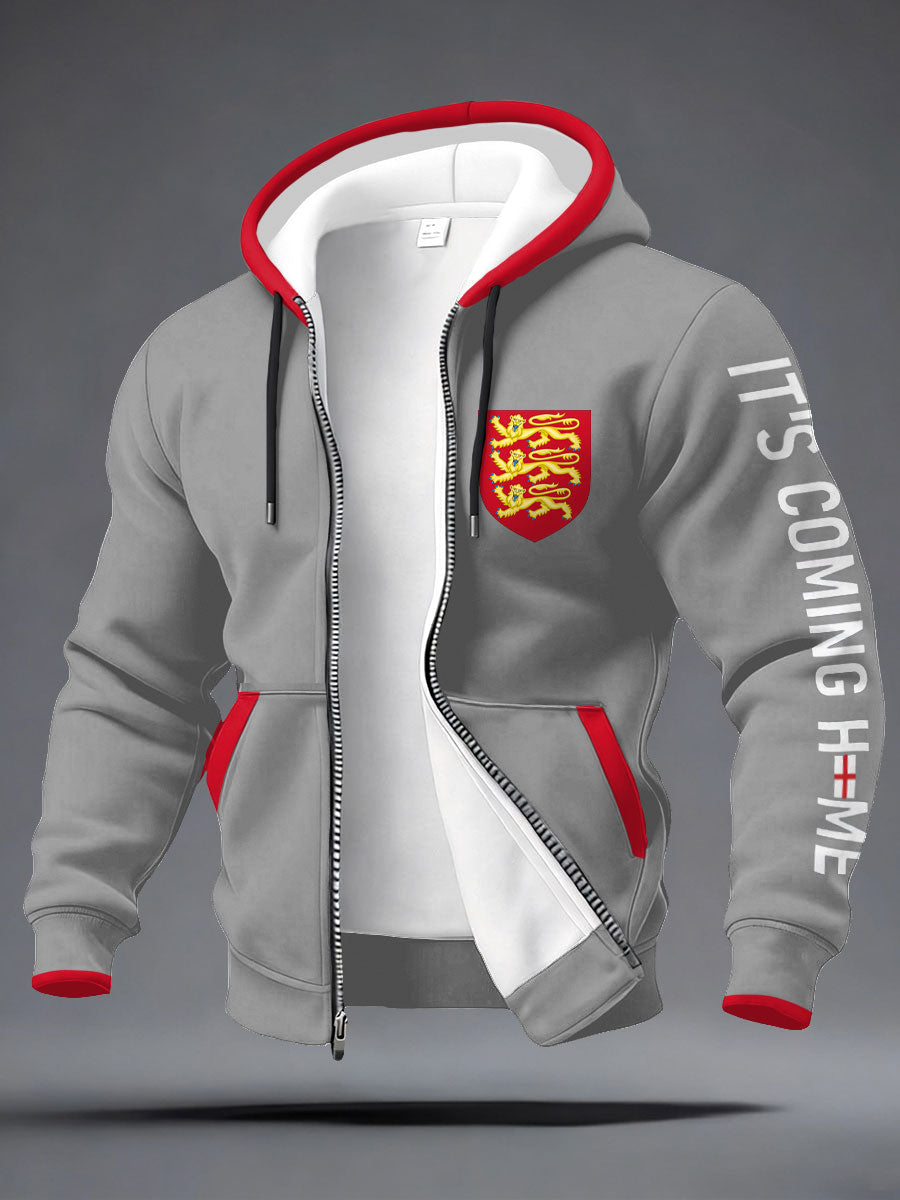 Unisex UK Football Lover England It's Coming Home 2026 Printed Hooded-Coat-3