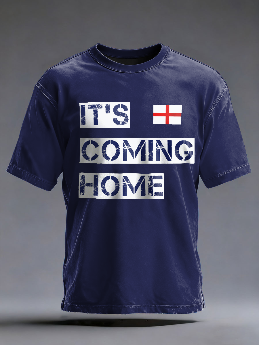 Men's UK Football Lover It’s Coming Home imitation cotton short-sleeved T-shirt