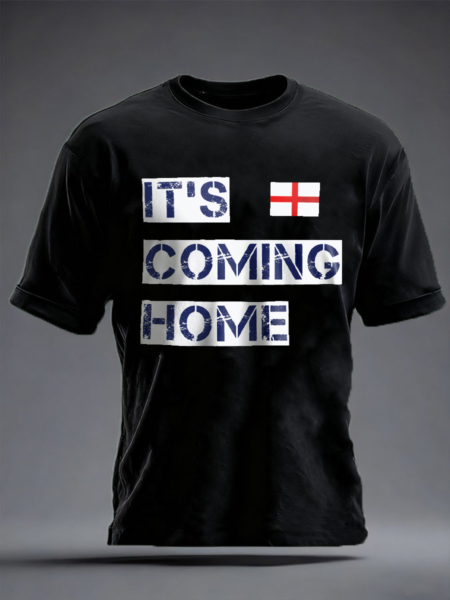 Men's UK Football Lover It’s Coming Home imitation cotton short-sleeved T-shirt-3