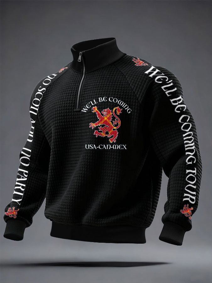 Men's UK Scotland Football Lover We'll Be Coming 2026 Printed Sweatshirt-2