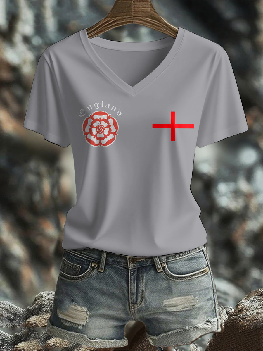 Women's England Football Lover It's Coming Home 2026 Printed T-shirt-3