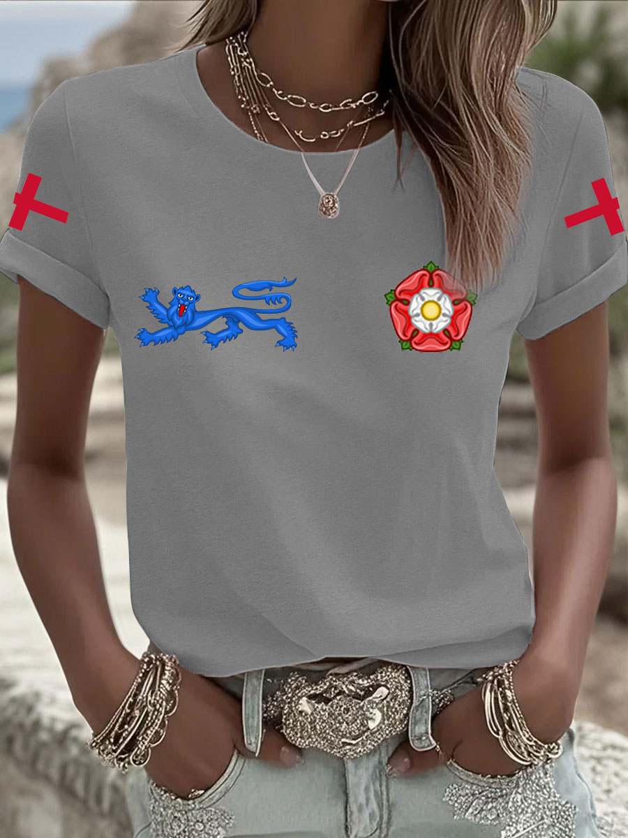 Women's UK Football Lover England  2026 Printed Iron On Short Sleeve T-Shirt-1