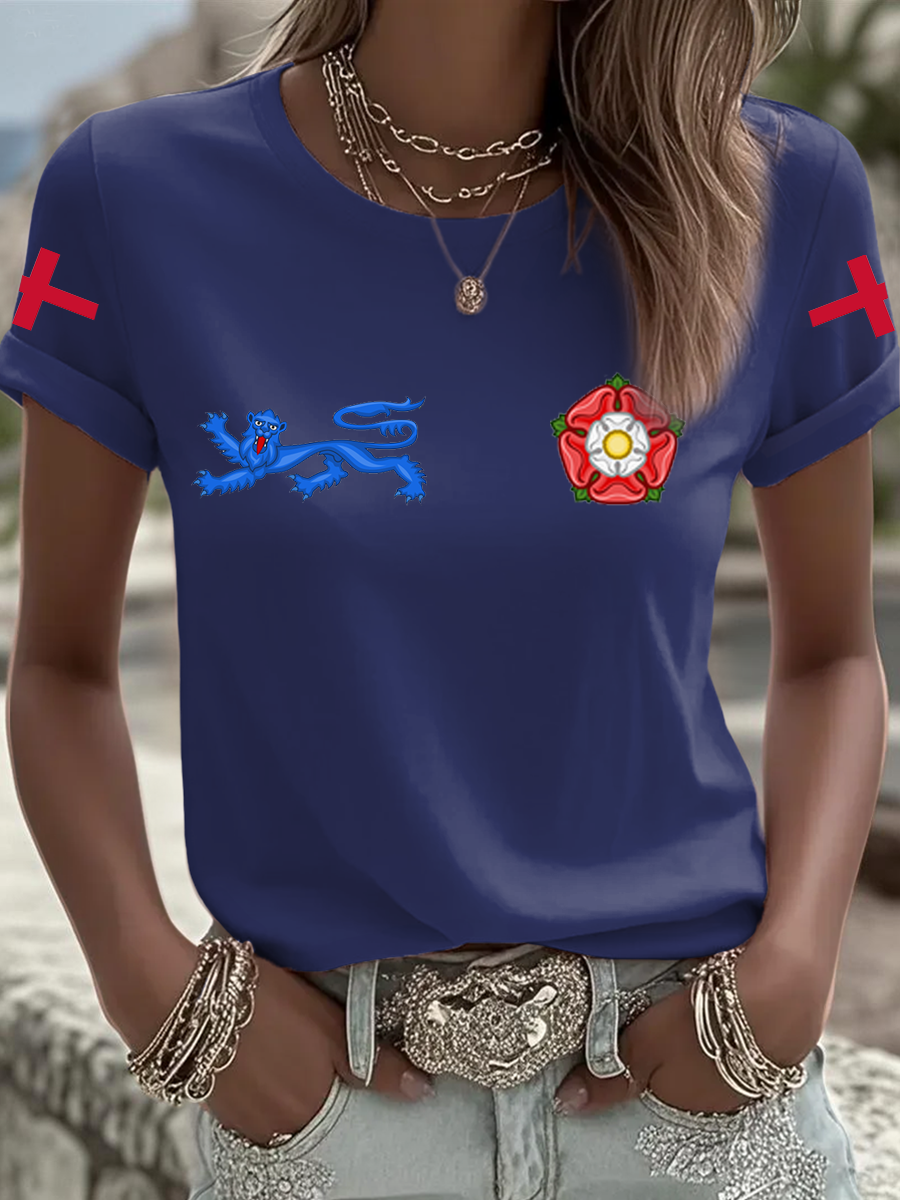 Women's UK Football Lover England  2026 Printed Iron On Short Sleeve T-Shirt-3