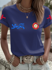 Women's UK Football Lover England  2026 Printed Iron On Short Sleeve T-Shirt-3