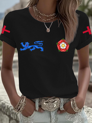 Women's UK Football Lover England  2026 Printed Iron On Short Sleeve T-Shirt-4