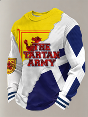 Men's UK Football Lover Scotland Printed  Waffle Long Sleeve Top