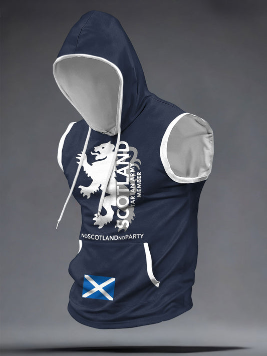Men's Scotland Football Lover Tartan Army Printed Hooded Tank Tops