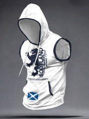 Men's Scotland Football Lover Tartan Army Printed Hooded Tank Tops