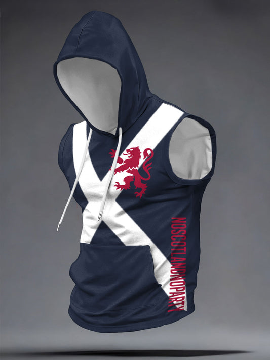 Men's Scotland Football Lover Tartan Army Printed Hooded Tank Tops