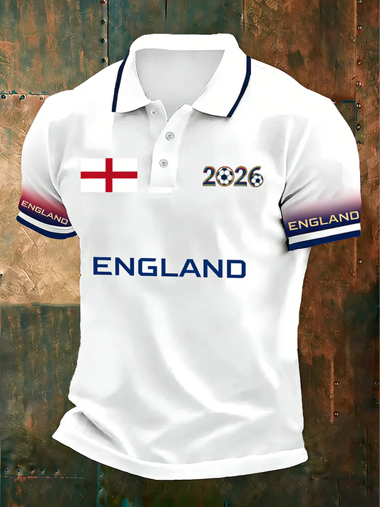 Men's UK Football Lover 2026 England Printed polo shirt