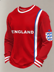 Men's UK Football Lover England Printed Waffle Long Sleeve Top