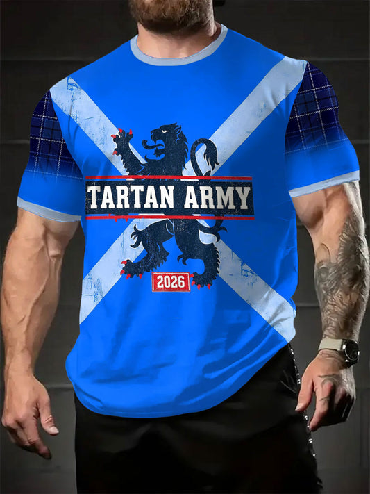 Men's Scotland Football Lover Tartan Army Printed T-shirt
