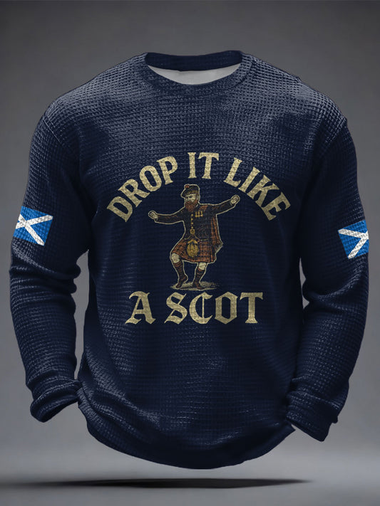 Men's Scotland Football Lover Tartan Army Printed Waffle Tops
