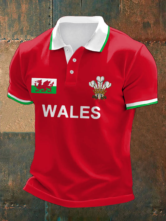 Men's Wales Rugby Lover CYMRU Printed Casual Tops