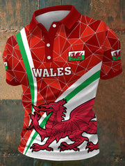 Men's Wales Rugby Lover CYMRU Print Casual Tops