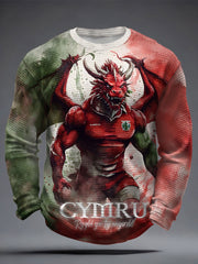 Men's Wales Rugby Lover CYMRU Print Waffle Tops