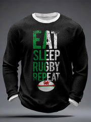 Men's Wales Rugby Lover CYMRU Print Waffle Tops