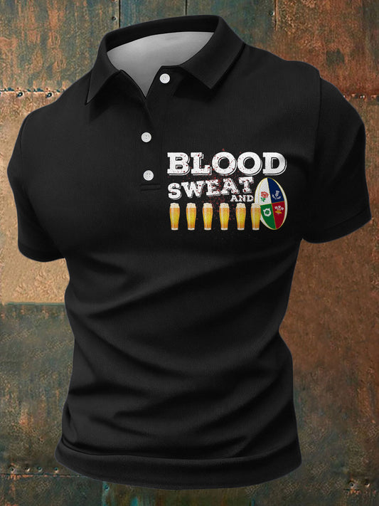 Men's Blood Sweet Rugby Lover Printed Casual Tops
