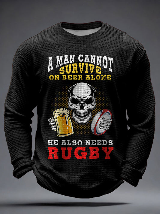 Men's Rugby Lover Printed Waffle Tops