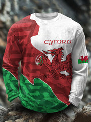 Men's Wales Welsh Rugby Lover Printed Waffle Tops