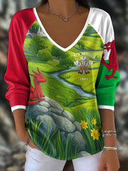 Women's Wales Welsh Rugby Lover Printed Tops
