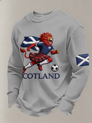 Men's UK Football Lover Scotland Printed Waffle Long Sleeve Top