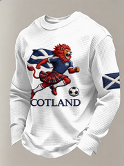 Men's UK Football Lover Scotland Printed Waffle Long Sleeve Top