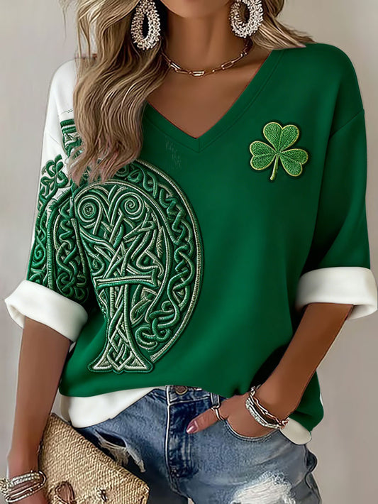 Women's Ireland Rugby Lover Printed V-Neck T-Shirt