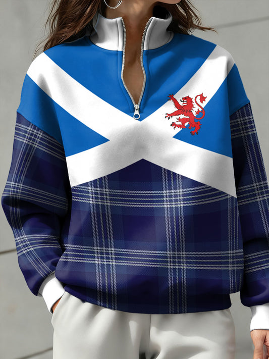 Women's Scotland Football Lover Tartan Army Printed Sweatshirt