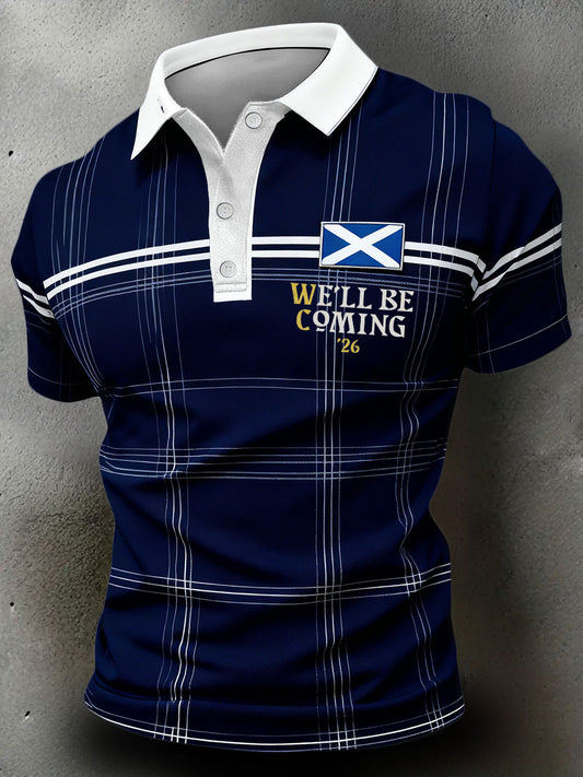 Men's Scotland Football Lover Tartan Army Printed Casual Tops