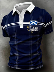 Men's Scotland Football Lover Tartan Army Printed Casual Tops