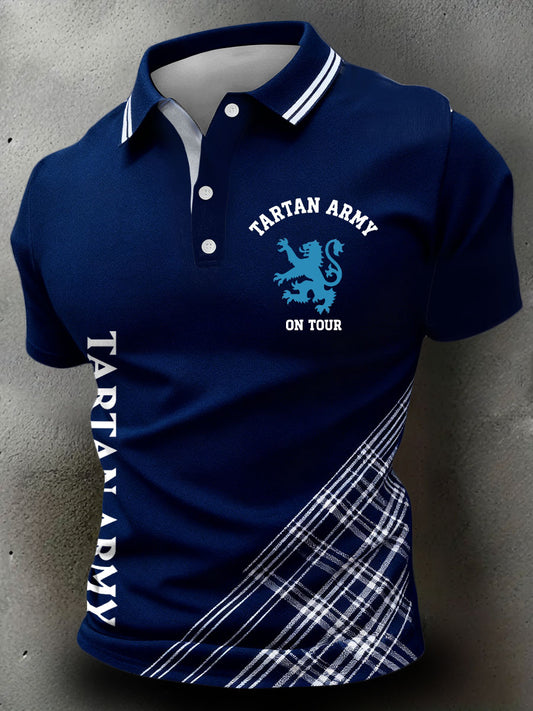 Men's Scotland Football Lover Tartan Army Printed Casual Tops