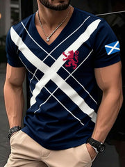 Men's Scotland Football Lover  Printed V-neck T-shirt