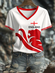 Women's England Lions Football Lover Printed T-shirt